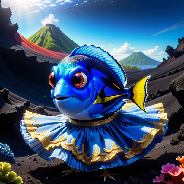 Photo of a blue tang in a skirt in the volcano