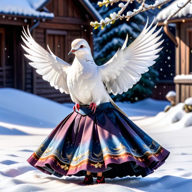 Pic of a dove in a skirt in the snow