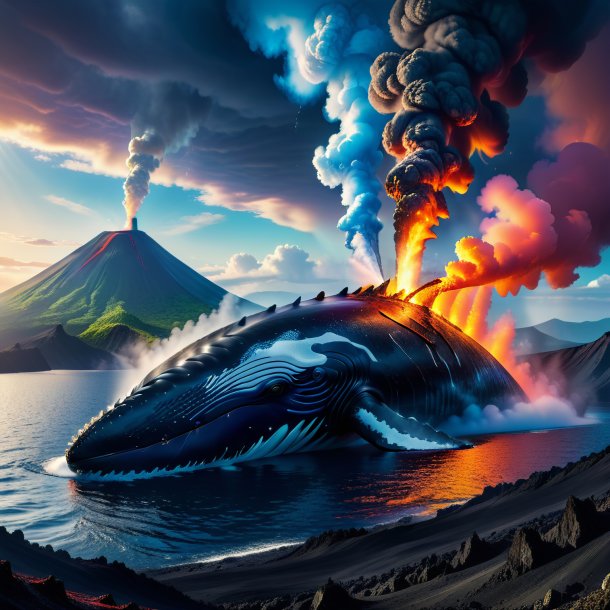 Image of a smoking of a whale in the volcano