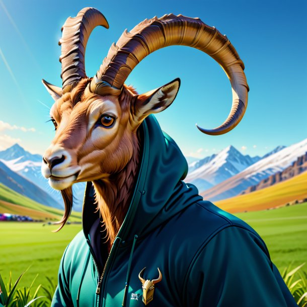 Illustration of a ibex in a hoodie on the field