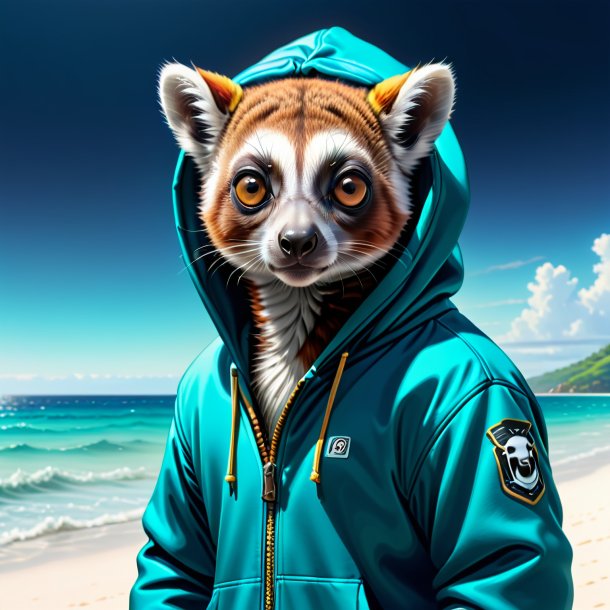 Illustration of a lemur in a hoodie in the sea