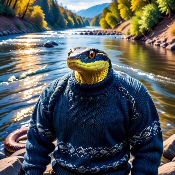 Picture of a snake in a sweater in the river