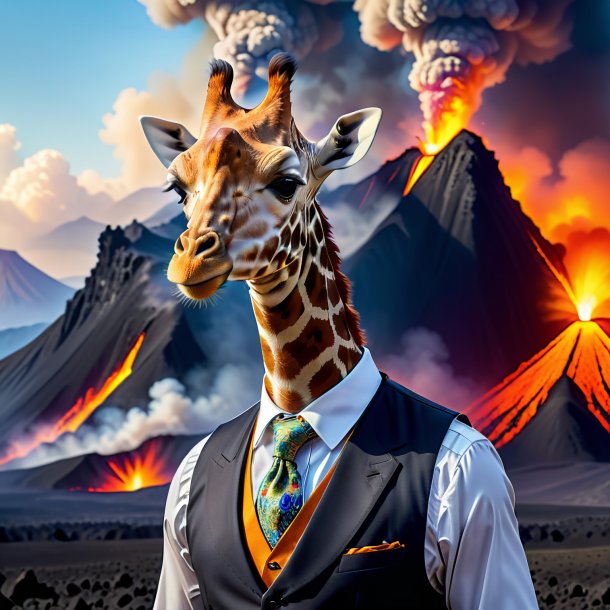 Pic of a giraffe in a vest in the volcano