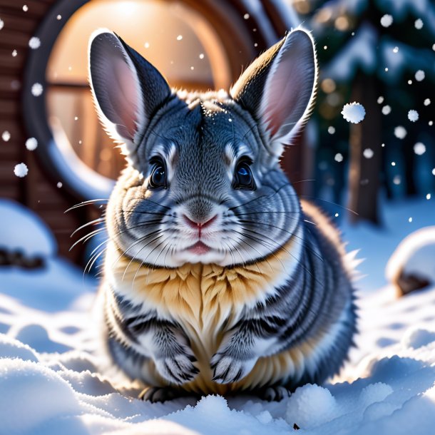 Photo of a playing of a chinchillas in the snow