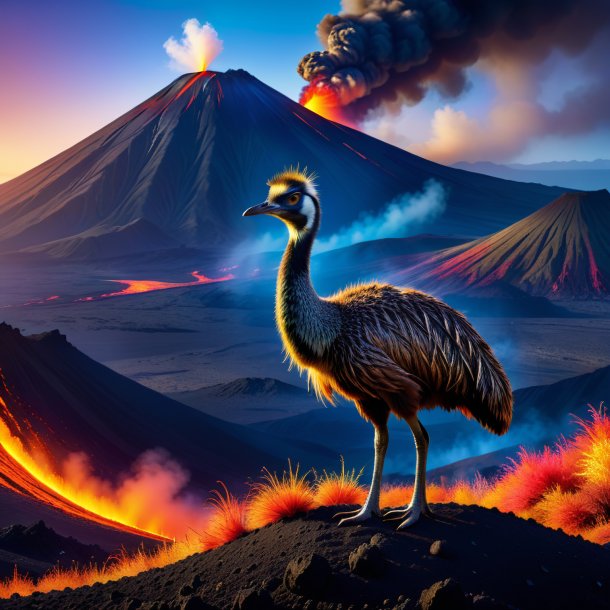 Image of a waiting of a emu in the volcano