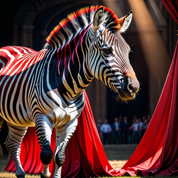 Photo d'un zèbre dans une jupe rouge