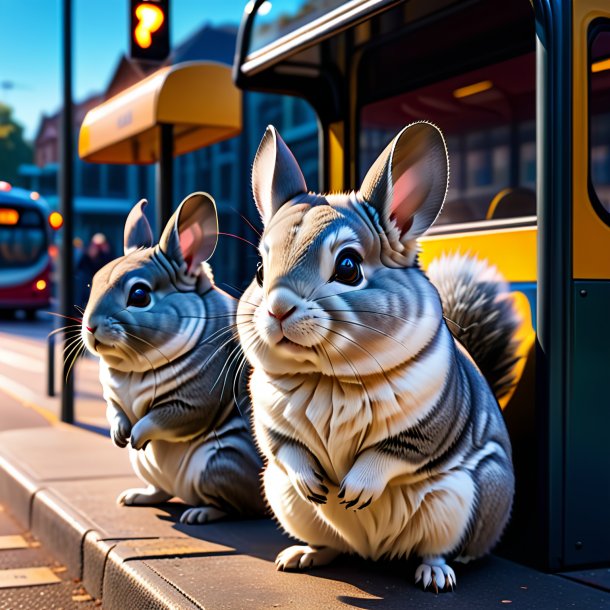 Image d'une attente de chinchillas sur l'arrêt de bus