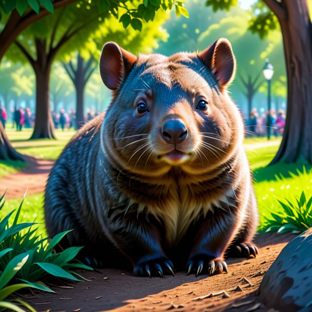 Picture of a resting of a wombat in the park