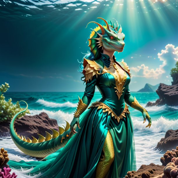 Pic of a basilisk in a dress in the sea