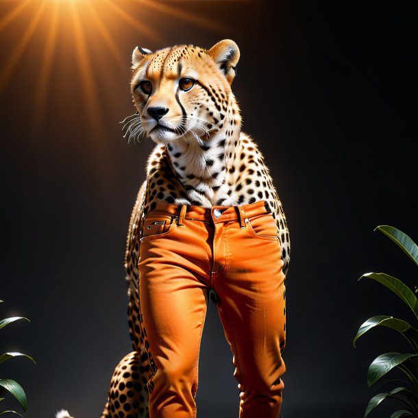 Image d'un guépard dans un jean orange