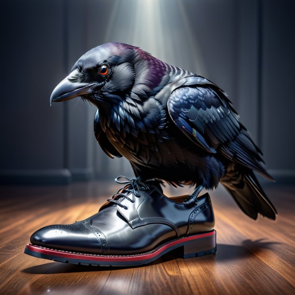 Image of a crow in a gray shoes