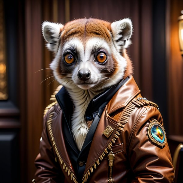 Image of a lemur in a brown jacket