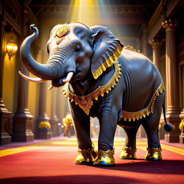 Image of a elephant in a yellow shoes