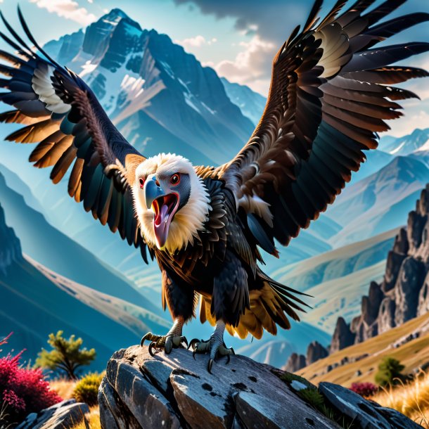 Image of a angry of a vulture in the mountains