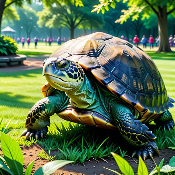 Image of a playing of a turtle in the park