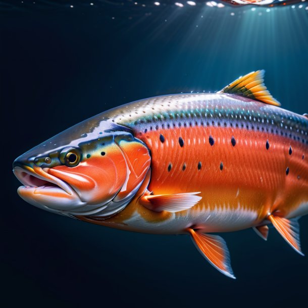 Image of a salmon in a blue coat
