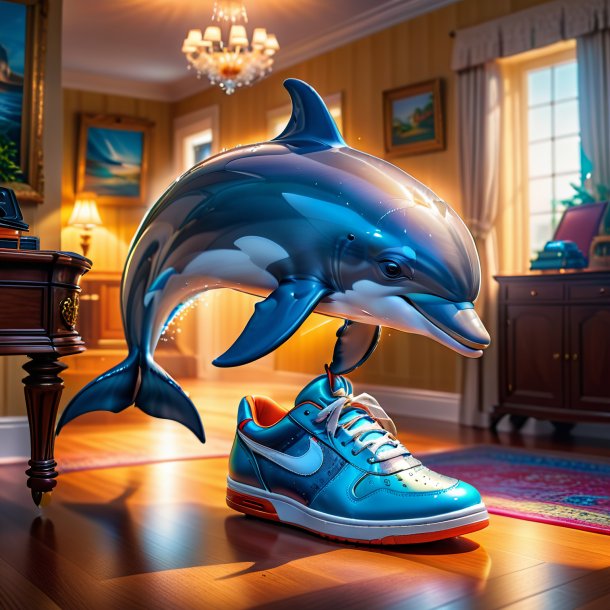 Photo of a dolphin in a shoes in the house