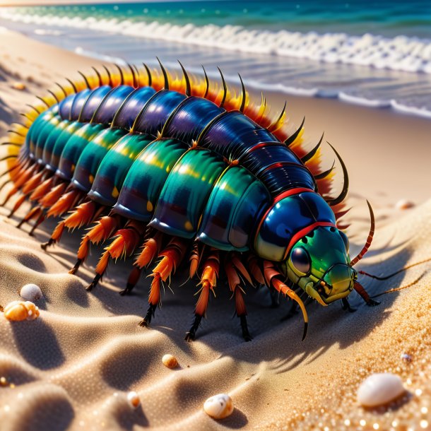 Photo d'un sommeil d'un centipede sur la plage