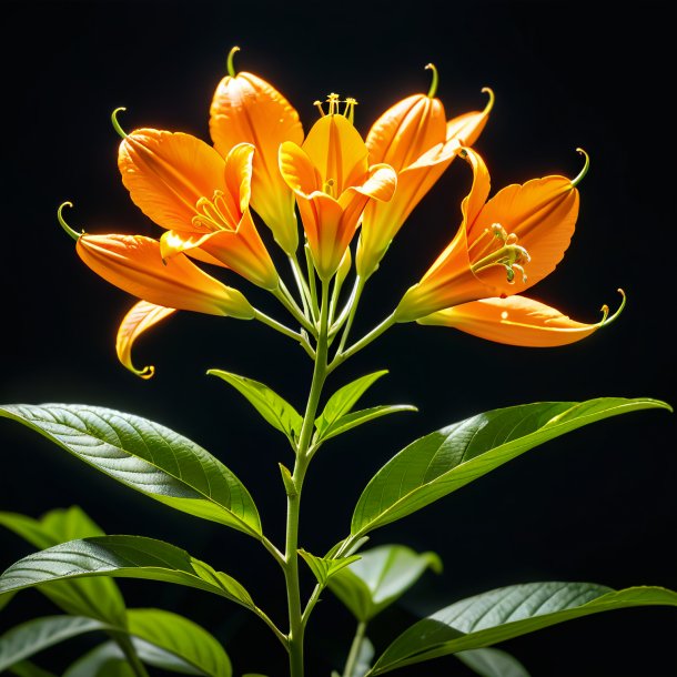 Portrayal of a orange ash-leaved trumpet-flower