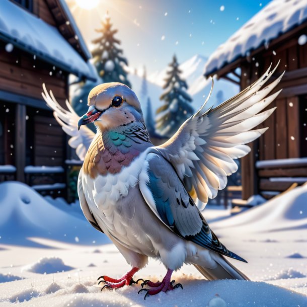 Picture of a crying of a dove in the snow