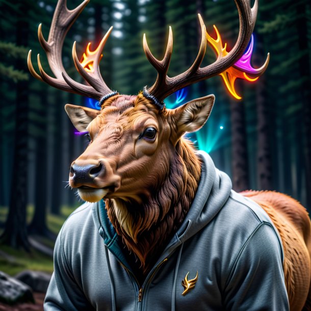 Photo d'un wapiti dans un sweat gris