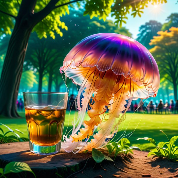 Photo of a drinking of a jellyfish in the park