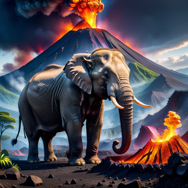 Pic of a eating of a elephant in the volcano