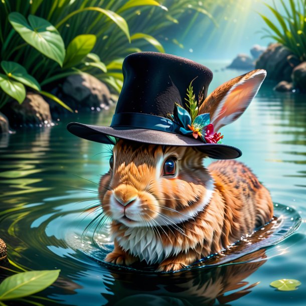 Pic of a rabbit in a hat in the water