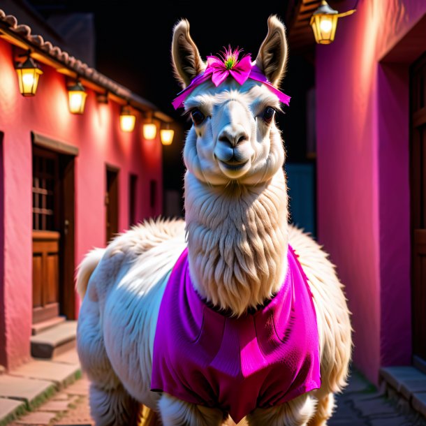 Image of a pink waiting llama