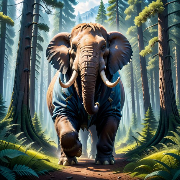 Pic of a mammoth in a jeans in the forest