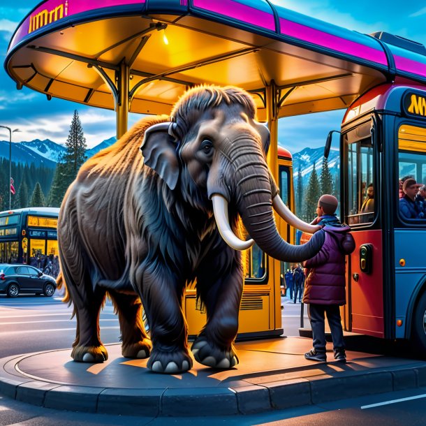 Image of a playing of a mammoth on the bus stop