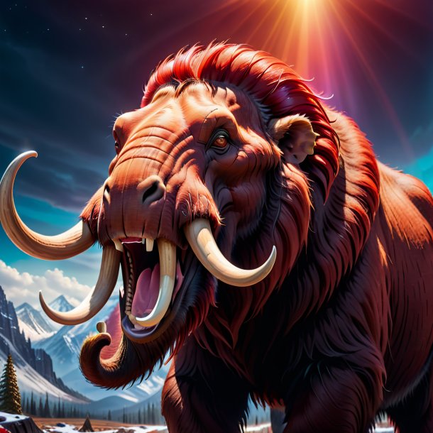 Image of a red smiling mammoth