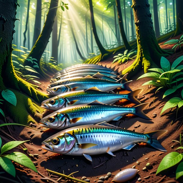 Picture of a resting of a sardines in the forest