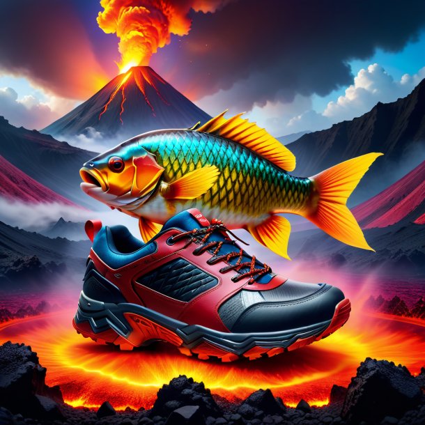 Picture of a carp in a shoes in the volcano