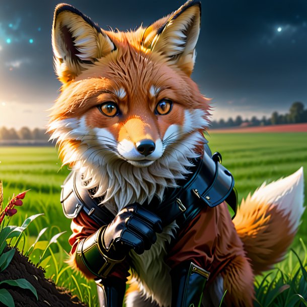 Drawing of a fox in a gloves on the field