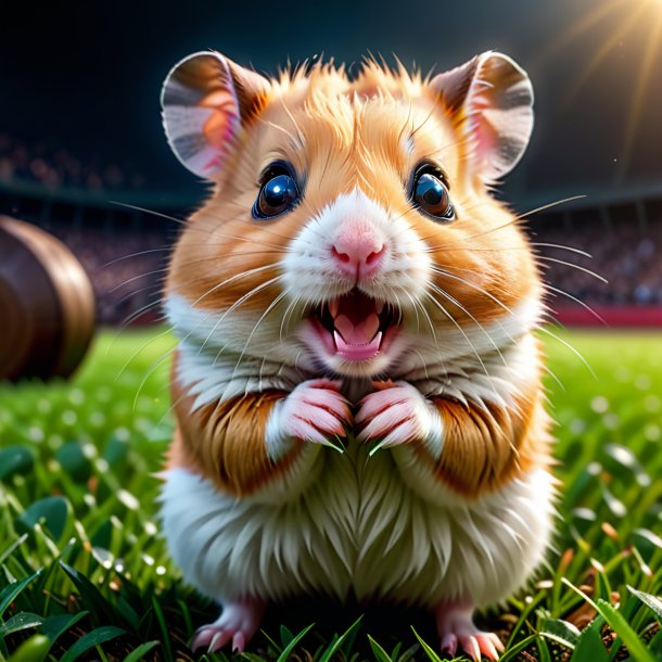 Image of a crying of a hamster on the field