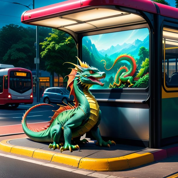 Image of a playing of a basilisk on the bus stop