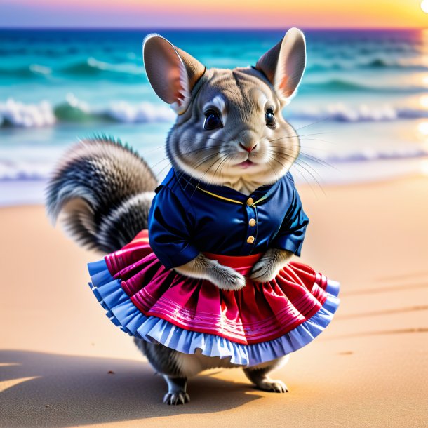 Pic d'une chinchillas dans une jupe sur la plage