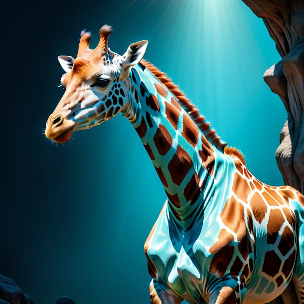 Image d'une girafe d'attente aquamarine