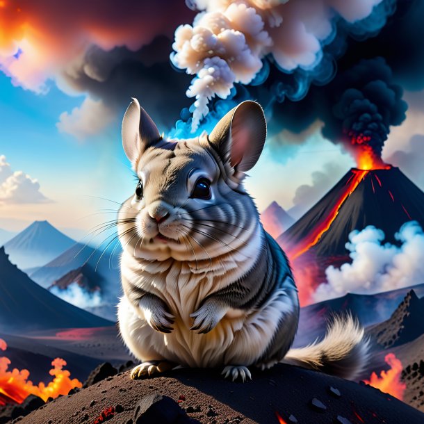 Picture of a smoking of a chinchillas in the volcano