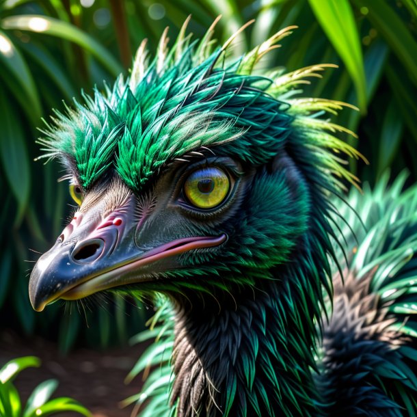 Imagem de um emu chorando verde