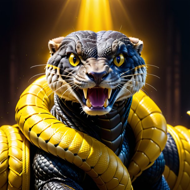 Image of a king cobra in a yellow gloves