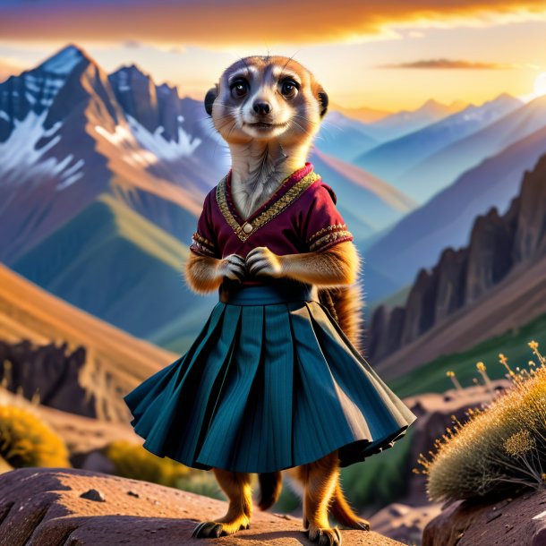 Photo of a meerkat in a skirt in the mountains