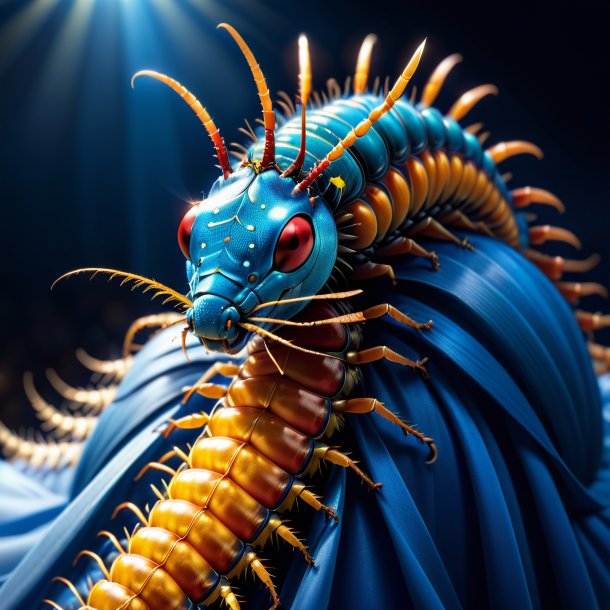 Image of a centipede in a blue dress