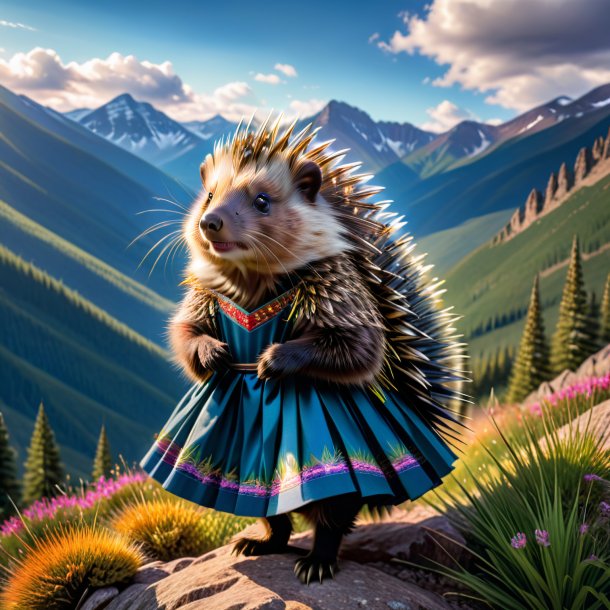 Pic of a porcupine in a skirt in the mountains