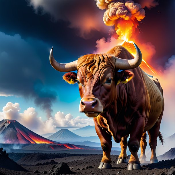 Picture of a waiting of a bull in the volcano