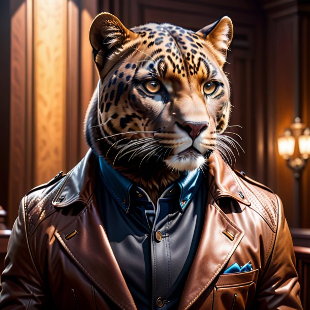 Image of a panther in a brown jacket