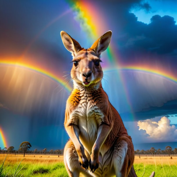 Pic of a angry of a kangaroo on the rainbow