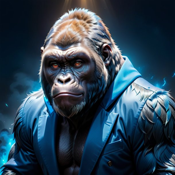 Picture of a gorilla in a blue coat