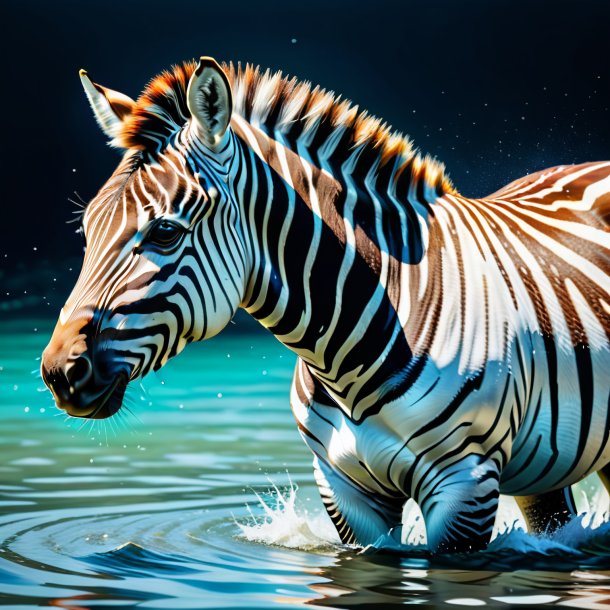 Drawing of a zebra in a coat in the water